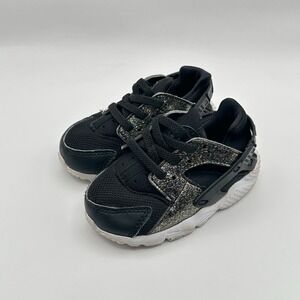 Nike Huarache‎ Run SE TD Sneakers Size 5C Black/Metallic Gold 859592-005 Toddler